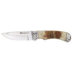 Couteau 7cm manche mouflon avec étui en cuir - STEPLAND