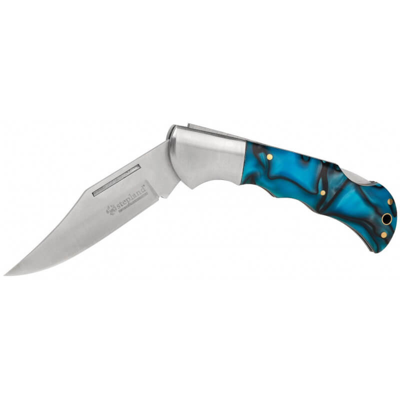 Couteau Bleu Pliant Manche Bleu Zebre Stepland Le Chasseur Couteau Bleu Pliant Manche Bleu Zebre Stepland Le Chasseur