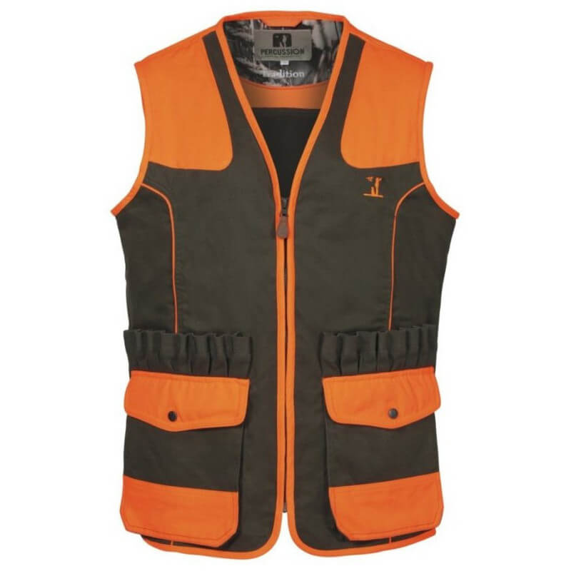 Gilet De Chasse Orange Fluo Percussion - Taille M/L, Normé CE, 100% Polyester, Haute Visibilité Sécurité
