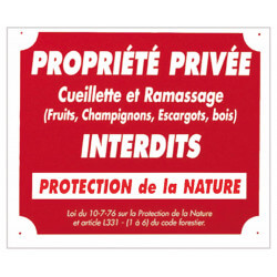 Panneau plastique alvéolé "Propriété privée cueillette..." 30x25cm - EUROP ARM